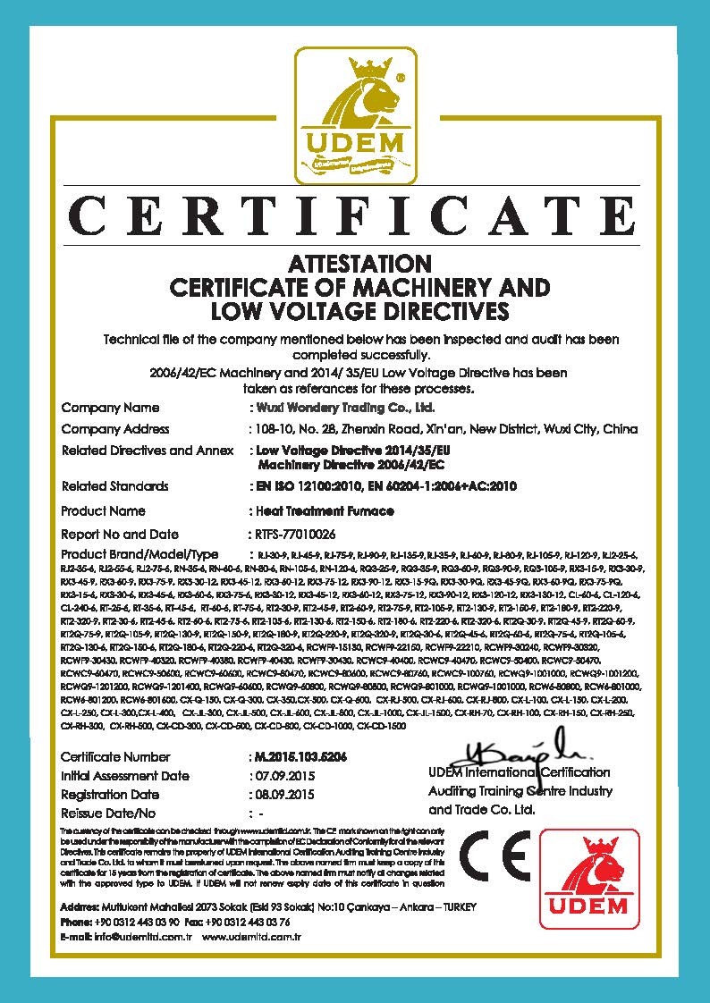 चीन Wuxi Wondery Industry Equipment Co., Ltd प्रमाणपत्र